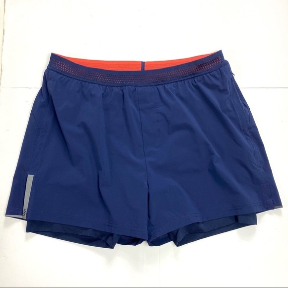 RHONE 4" SWIFT SHORT LINED 4" Lined Running Shorts in Maritime / Navy Blue - Picture 9 of 10